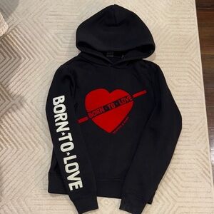 Scotch & Soda Black Hoodie with Red Heart
worn once size s